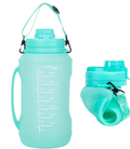 Garrafa de água dobrável, meio galão de silicone, dobrável, alça, 2L
