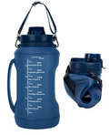 Garrafa de água dobrável, meio galão de silicone, dobrável, alça, 2L