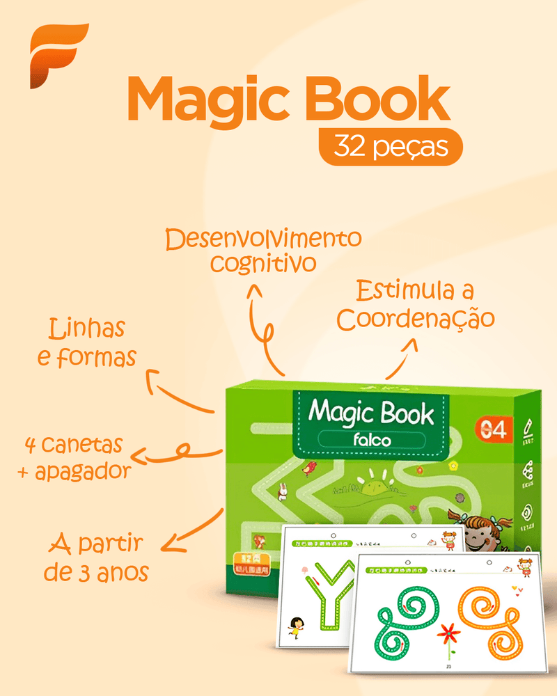 Caderno de Traço e Desenho Infantil Magic Book + Ebook Desenvolvimento Infantil (BRINDE!) - Minha loja